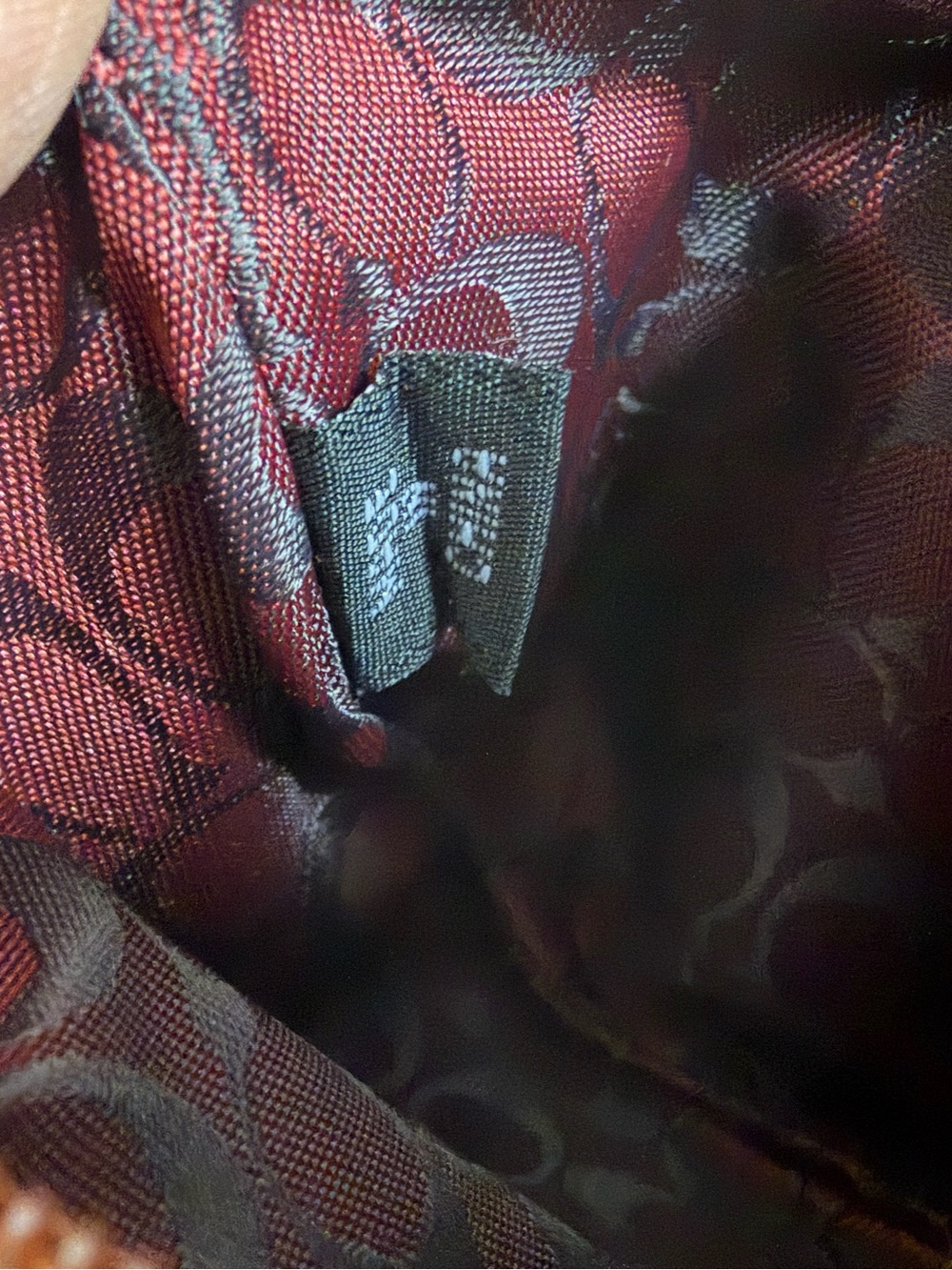 Coach Denim Wristlet with Tan Leather and Red Stripe Y2K - Picture 8 of 10